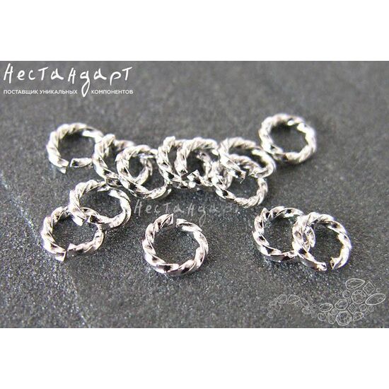Кольцо соединительное витое разъемное Twisted Round Rhodium Plated 5х1 мм (уп. 10 шт.), изображение 3