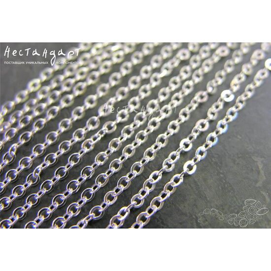 Цепочка якорная Rhodium Plated 1,8х1,3 мм, изображение 2