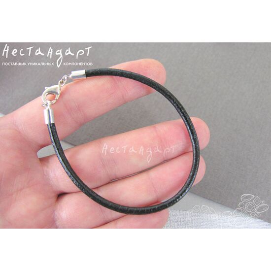 Основа для браслета Black Leather натуральная кожа 18 см, изображение 2