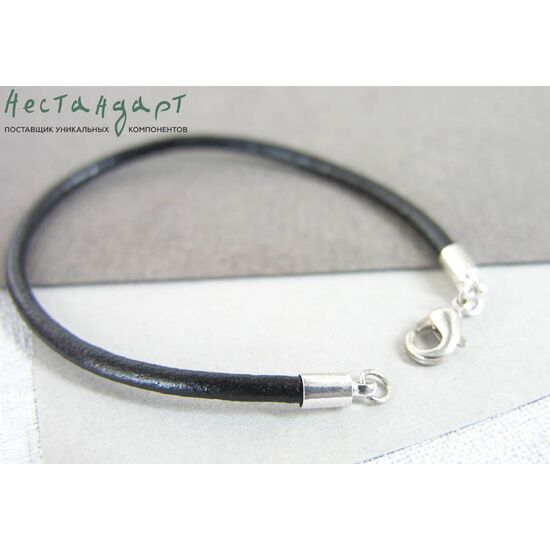 Основа для браслета Black Leather натуральная кожа 18 см, изображение 3