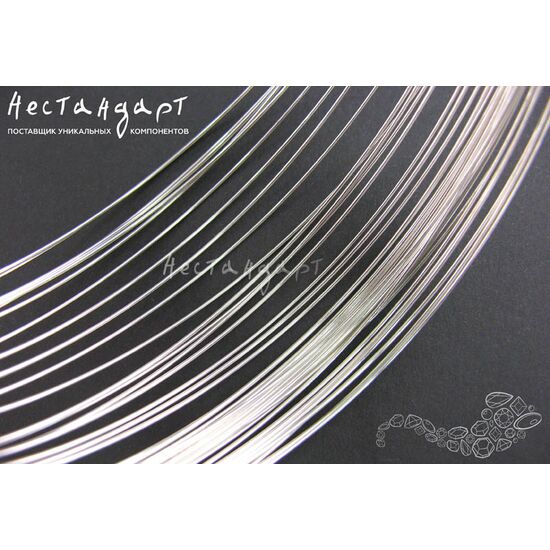 Мемори-проволока для колье Rhodium Color 120х0,8 мм (уп. 6 витков)