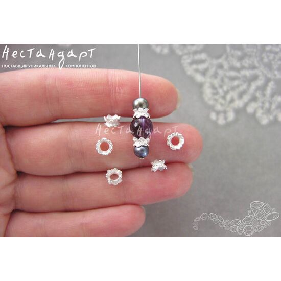 Чашечки для бусин Double Bead Sterling Silver 6 мм, изображение 4