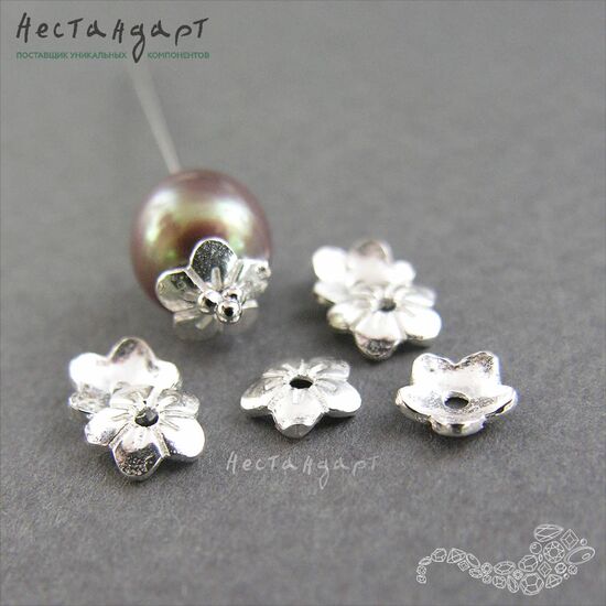 Чашечки для бусин Flower Sterling Silver 4 мм (уп. 10 шт.), изображение 3
