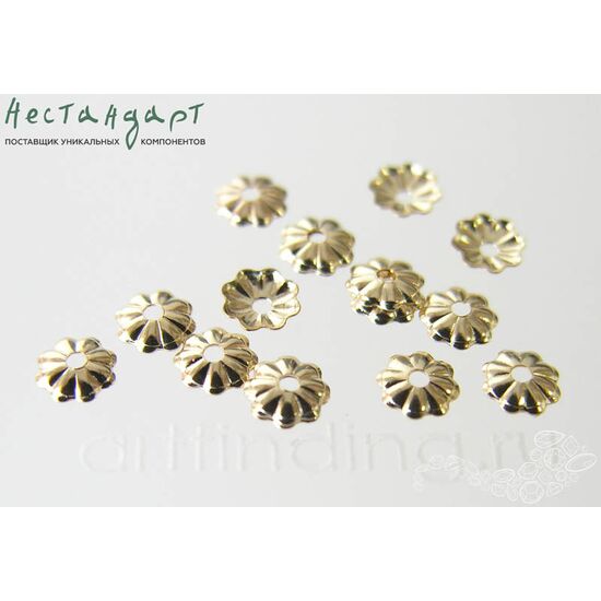 Чашечки для бусин Swirl Round Gold Filled 4 мм (уп. 6 шт)