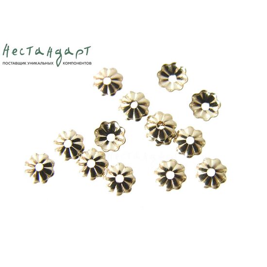 Чашечки для бусин Swirl Round Gold Filled 4 мм (уп. 6 шт), изображение 4