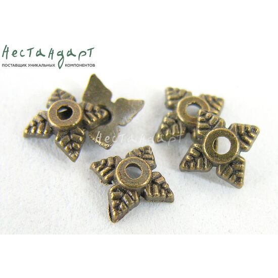 Чашечки для бусин Quatrefoil Bronze 6,5х2 мм (уп. 30 шт.), изображение 2