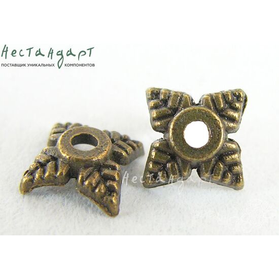 Чашечки для бусин Quatrefoil Bronze 6,5х2 мм (уп. 30 шт.)