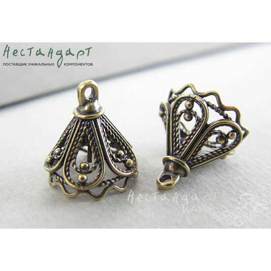 Концевик со штифтом Tassel Cone Patina Bronze 17х15 мм, изображение 3