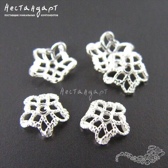 Чашечки для бусин Cinquefoil Sterling Silver 6 мм