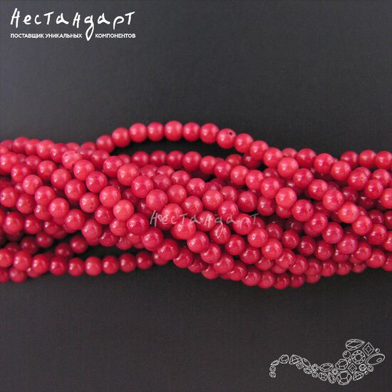 Коралл натуральный красный гладкий 3 мм (нить 20 см), изображение 3