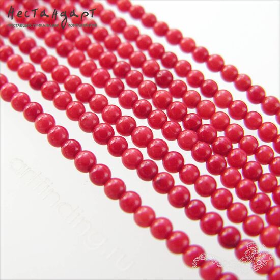 Коралл натуральный красный гладкий 3 мм (нить 20 см), изображение 4