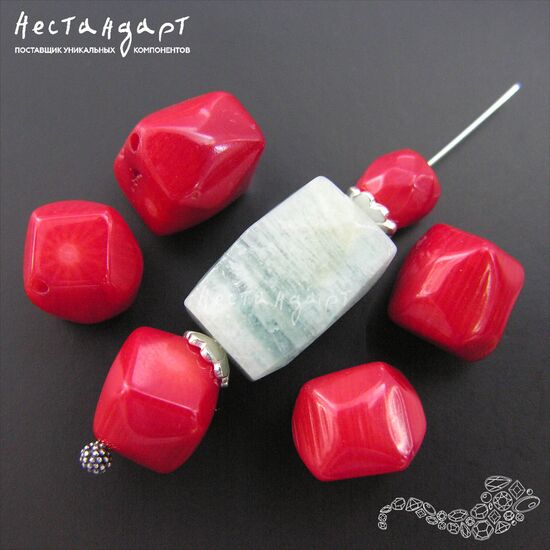 Коралл натуральный красный Diagonal Barrel 12 мм, изображение 3