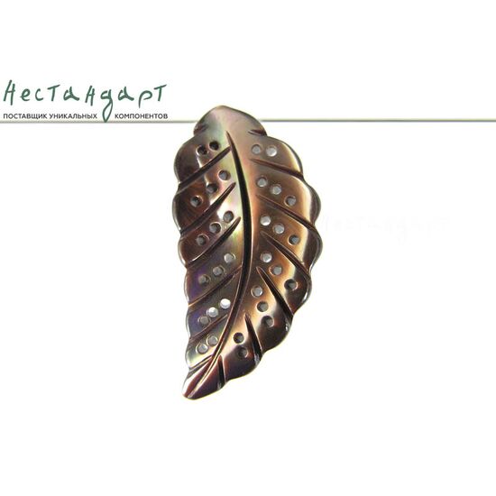 Перламутр натуральный резной Leaf Choco 31х15 мм, изображение 3