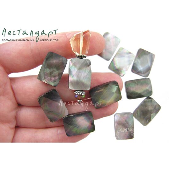 Перламутр натуральный Black Rectangle 18х13 мм, изображение 2