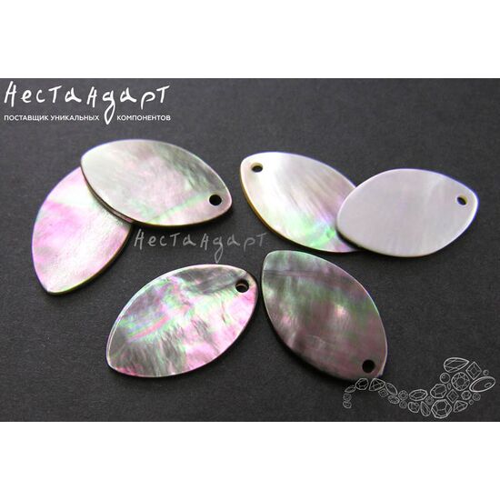 Перламутр натуральный Leaf 13,5х22,5 мм (уп. 6 шт.), изображение 2