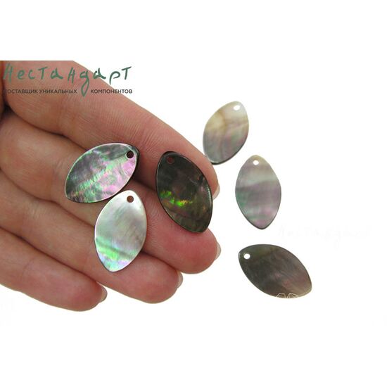 Перламутр натуральный Leaf 13,5х22,5 мм (уп. 6 шт.), изображение 3