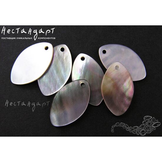 Перламутр натуральный Leaf 13,5х22,5 мм (уп. 6 шт.), изображение 4