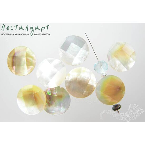 Перламутр натуральный с огранкой Meringue 14х4 мм, изображение 4