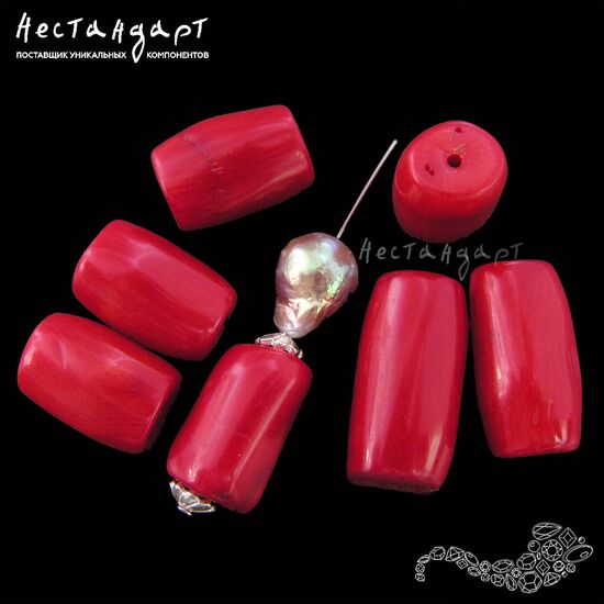 Коралл натуральный красный Barrel 17-24 мм