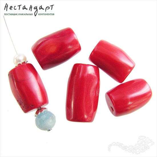 Коралл натуральный красный Barrel 17-24 мм, изображение 2