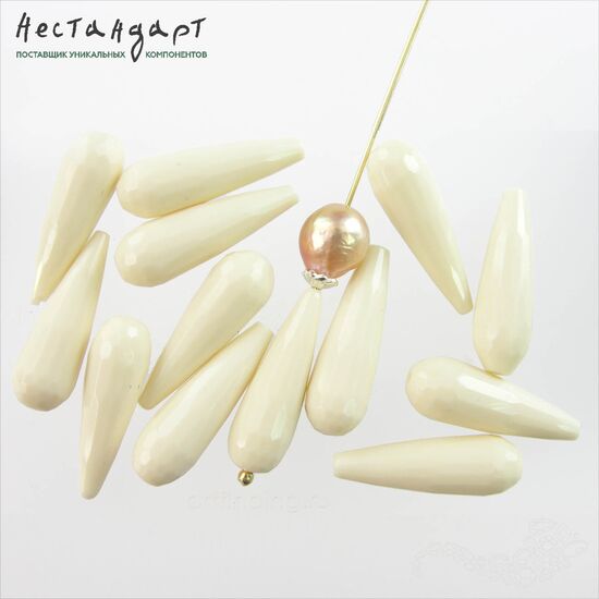Имитация коралла Подвеска Капля Ivory 30х10 мм, изображение 4