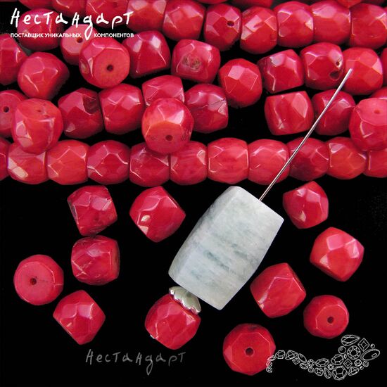 Коралл натуральный красный с огранкой 7х6 мм (уп. 10 шт.), изображение 3