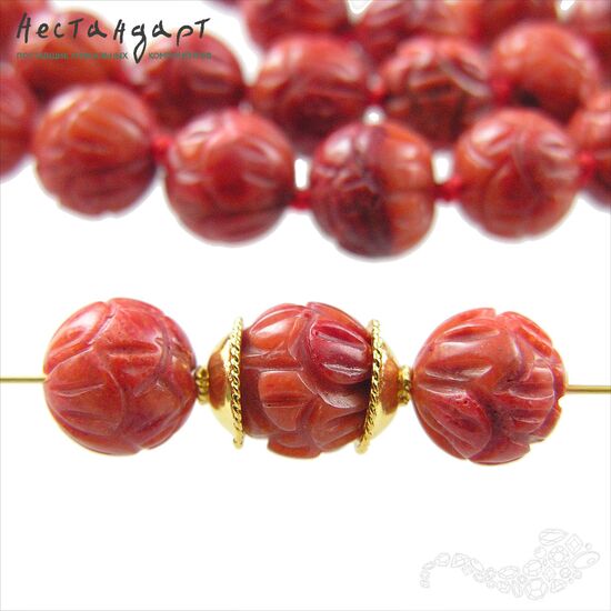 Коралл натуральный губчатый резной роза 10 мм