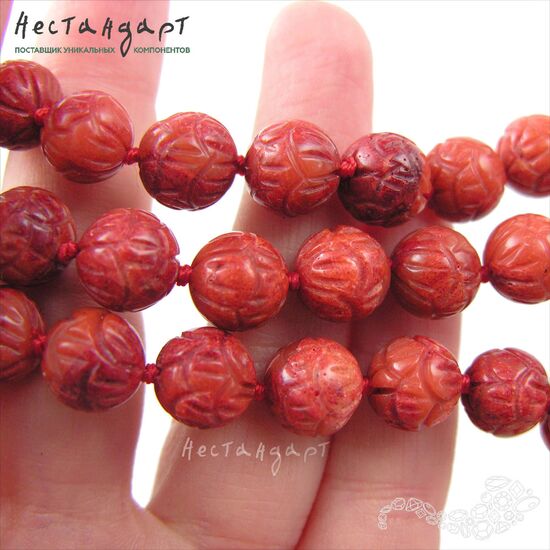 Коралл натуральный губчатый резной роза 10 мм, изображение 2