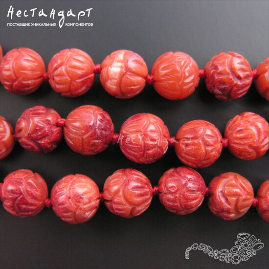 Коралл натуральный губчатый резной роза 10 мм, изображение 3