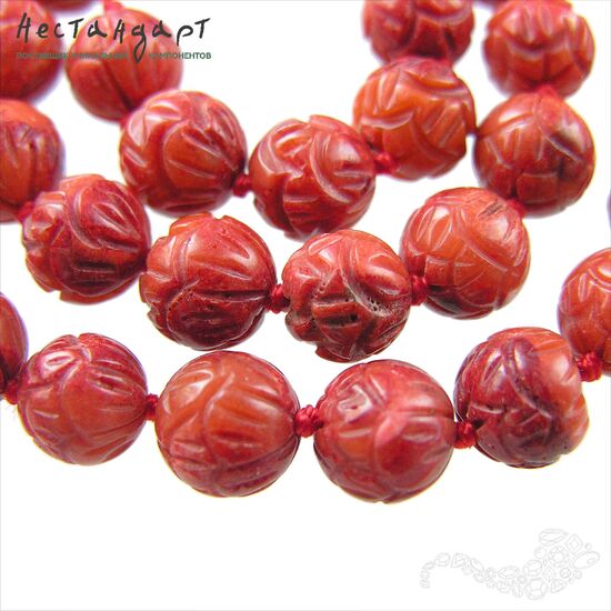 Коралл натуральный губчатый резной роза 10 мм, изображение 4