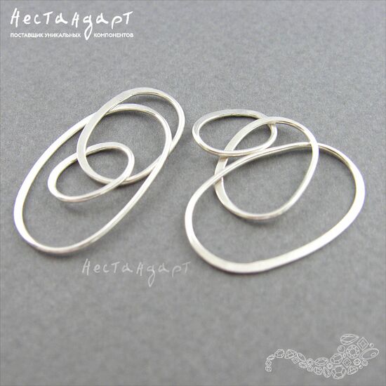 Подвеска-коннектор 3-Rings Sterling Silver 60x19 мм, изображение 3