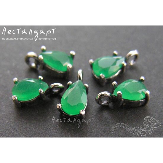Подвеска со вставкой Chrysoprase Crystal Unique Silver Plated 9х4 мм, изображение 3