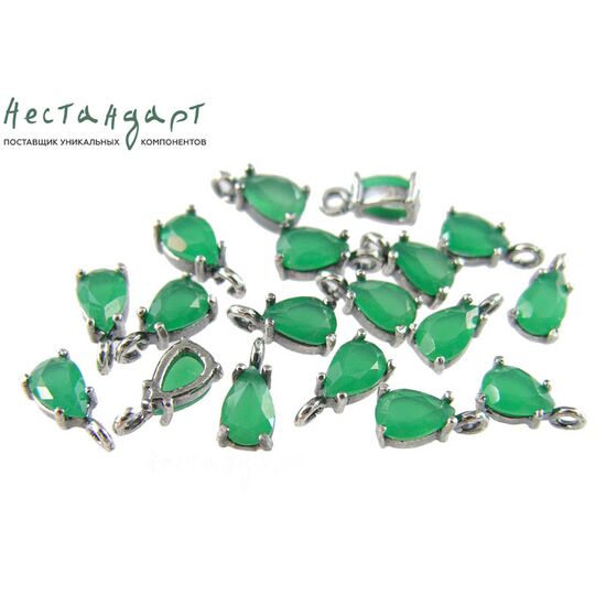 Подвеска со вставкой Chrysoprase Crystal Unique Silver Plated 9х4 мм, изображение 4