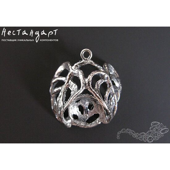 Подвеска со штифтом Space Silver Plated 26х24 мм, изображение 3