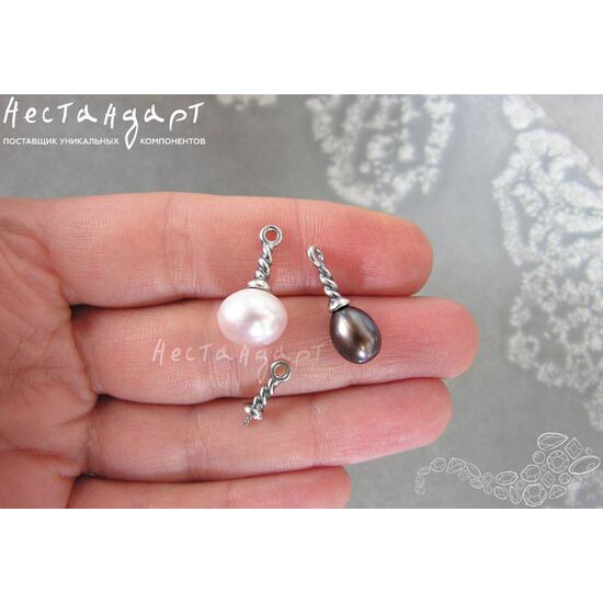 Подвеска со штифтом Twisted Rope Silver Plated 14х4 мм, изображение 3