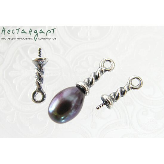 Подвеска со штифтом Twisted Rope Silver Plated 14х4 мм, изображение 4