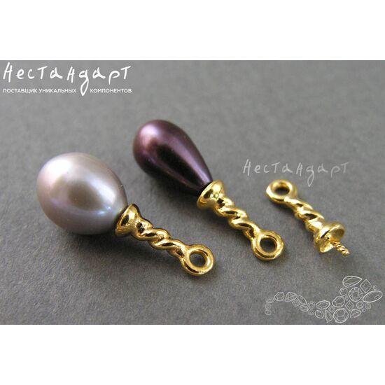 Подвеска со штифтом Twisted Rope Gold Plated 14х4 мм, изображение 3