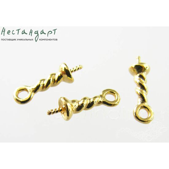 Подвеска со штифтом Twisted Rope Gold Plated 14х4 мм, изображение 4