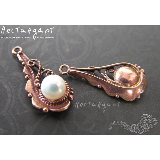 Подвеска Lacelike Patina Copper 28х12 мм (пара), изображение 2