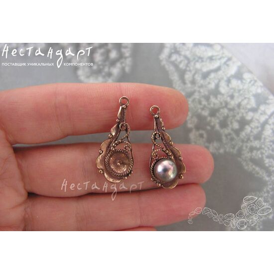 Подвеска Lacelike Patina Copper 28х12 мм (пара), изображение 3