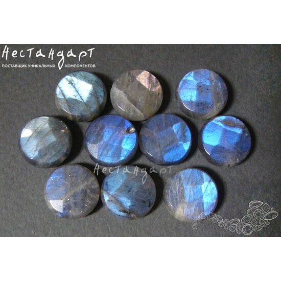 Лабрадор натуральный Faceted Disc 12-13х6 мм, изображение 2