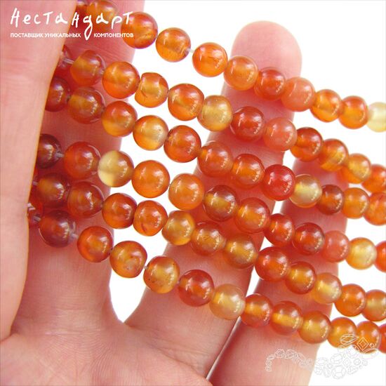 Сердолик натуральный гладкий 6 мм (нить 18 см), изображение 2