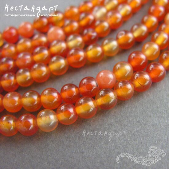 Сердолик натуральный гладкий 6 мм (нить 18 см), изображение 3