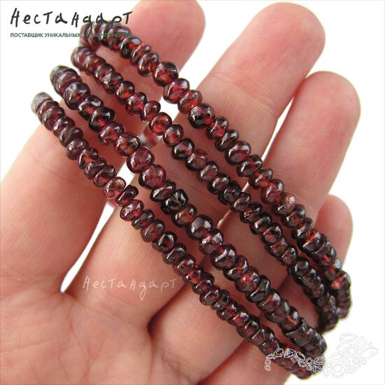 Гранат пироп натуральный рондель 4-5 мм (нить 5 см), изображение 2