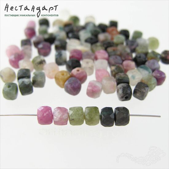 Турмалин натуральный Faceted Сube с огранкой 4,5-5 мм (уп. 6 шт.)