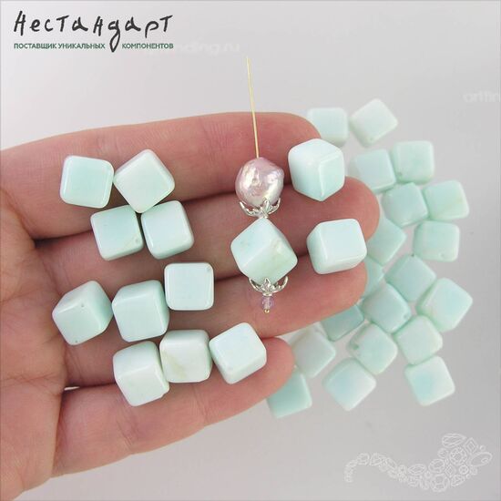 Опал натуральный перуанский голубой Cubism 9х10 мм, изображение 4