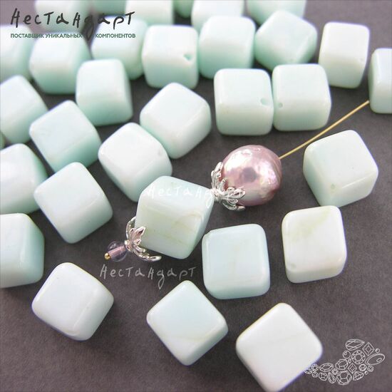 Опал натуральный перуанский голубой Cubism 9х10 мм, изображение 5