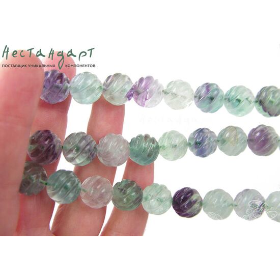 Флюорит натуральный резной Twisted 12 мм, изображение 2