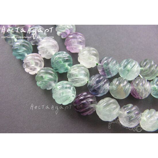 Флюорит натуральный резной Twisted 12 мм, изображение 3