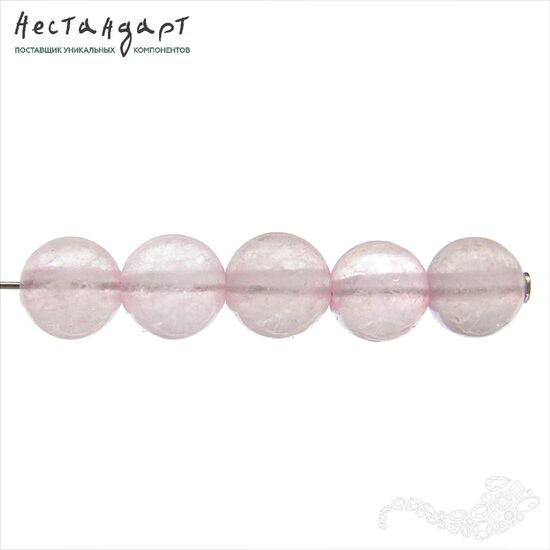 Кварц розовый натуральный гладкий 6 мм (нить 19 см), изображение 3